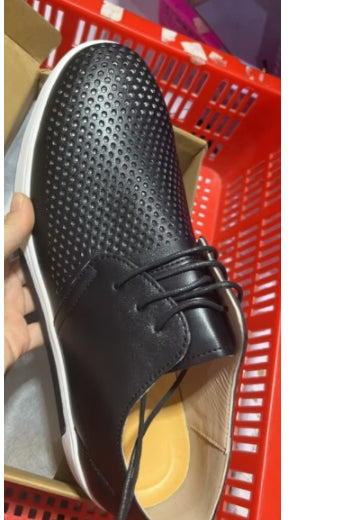 Men's shoes breathable perforated leather shoes youth