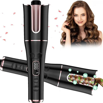 AutoCurl Pro™ – 4-Speed Automatic Rotating Curling Iron with LCD Display | Dual Voltage, Anti-Tangle Smart Spin Hair Wand for Effortless Styling